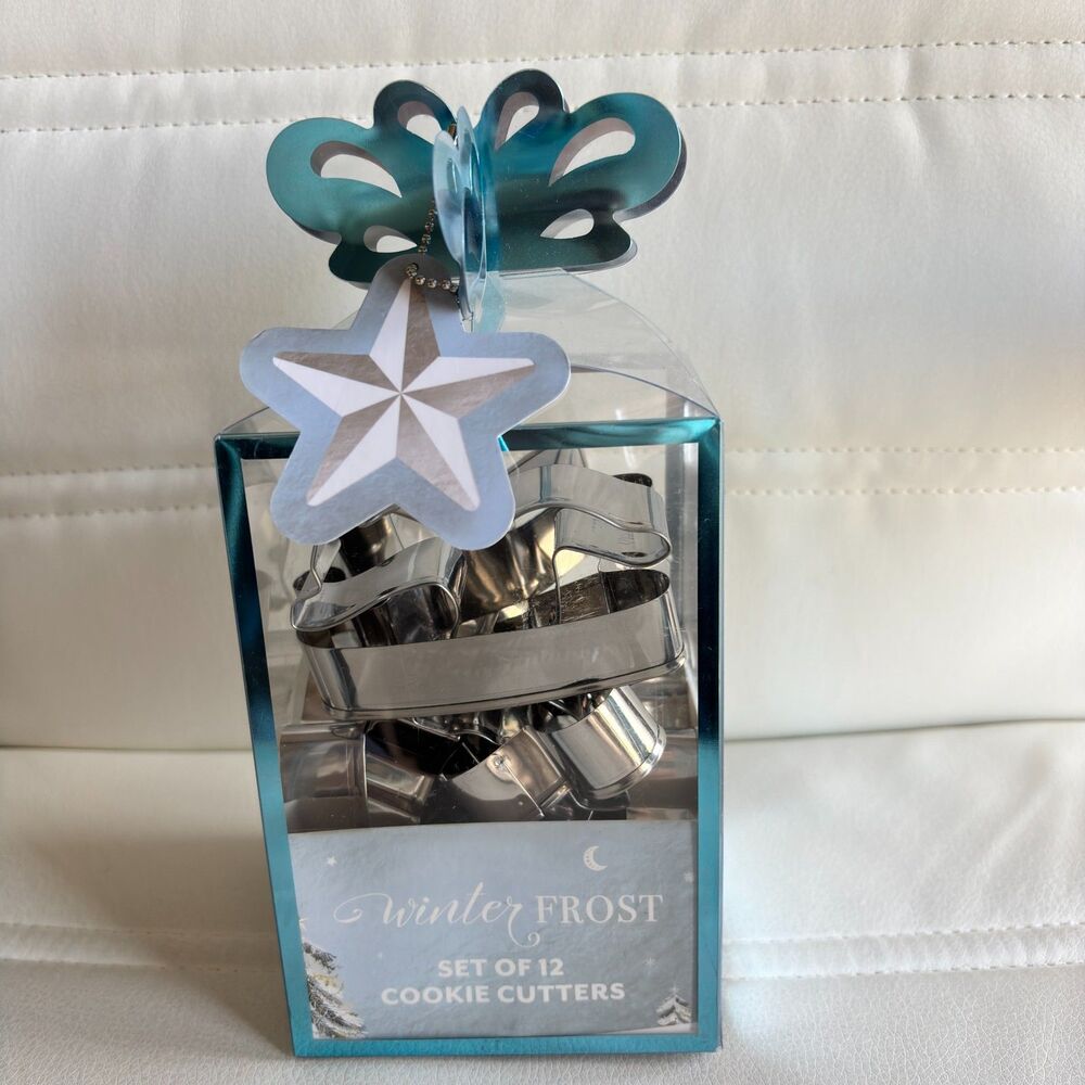Winter Frost Set Of 12 Stainless Steel Cookie Cutters w/Tag Ready for Gifting